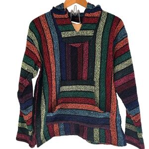 Unisex Vintage Iguana Jack Baja Woven Hoodie With Kangaroo Pocket Size L